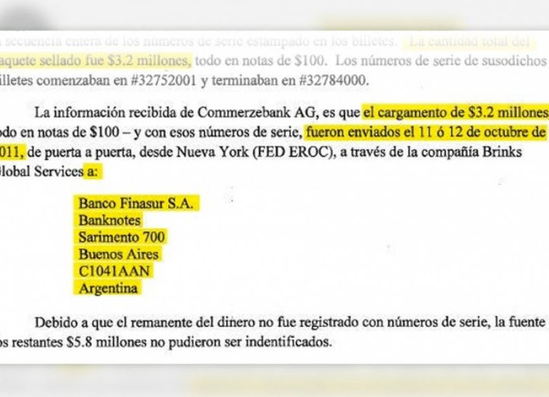 La vicepresidenta Cristina Fernández de Kirchner difundió este viernes un documento del FBI que revela que parte del dinero que tenía en su poder el exsecretario de Obras Públicas José López.