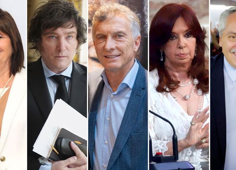 Patricia Bullrich, Javier Milei, Mauricio Macri, Cristina Kirchner y Alberto Fernández.