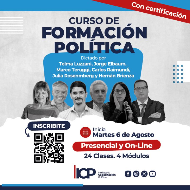 Con un plantel de profesores de amplia trayectoria, el Instituto de Capacitación Política y Estudios Estratégicos de La Plata (ICP) impulsa un nuevo Curso de Formación Política