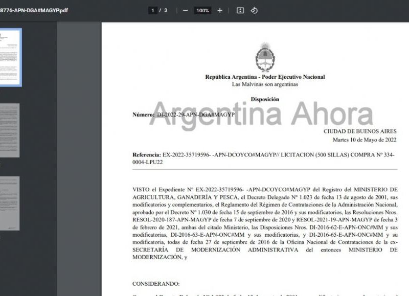 El ministro de Agricultura, Ganadería y Pesca, Julián Domínguez, aprobó la licitación para adquirir 500 sillas. (Foto: Argentina Ahora)