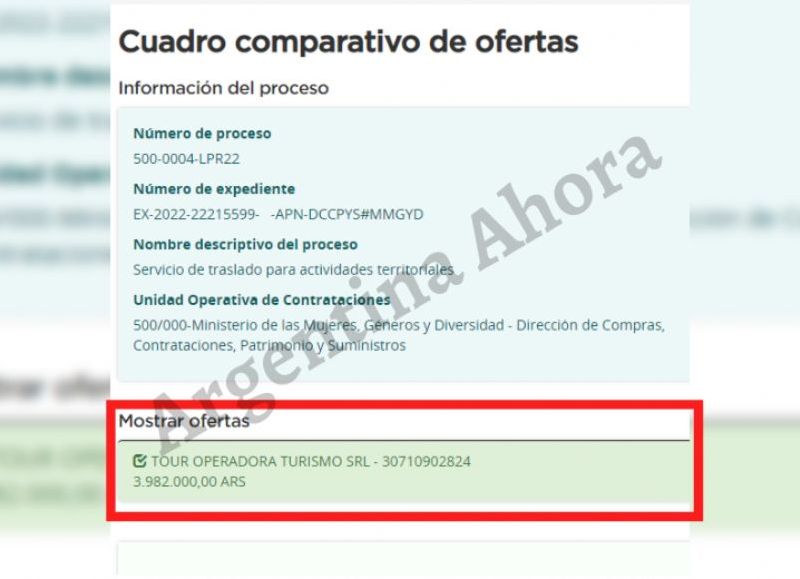 Se trata de Tour Operadora de Turismo S.R.L., a quien se le abonará $3.982.000.