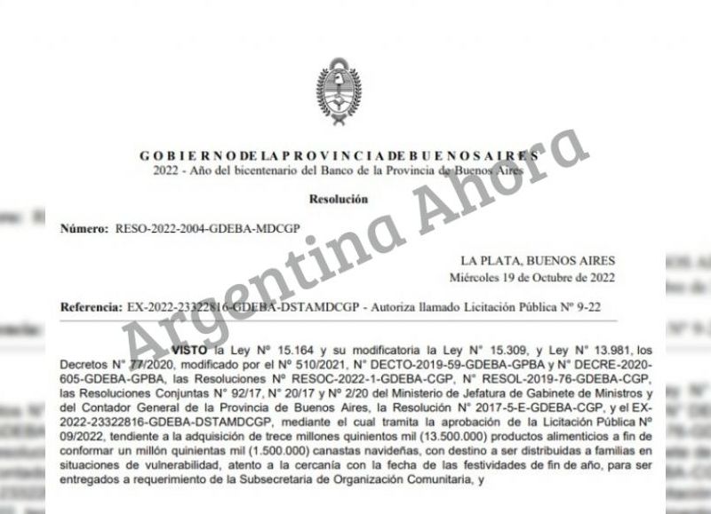 El pliego licitatorio firmado por el ministro Andrés Larroque.