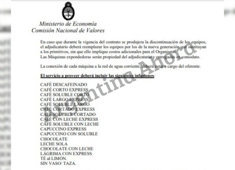 Los tipos de productos seleccionados.