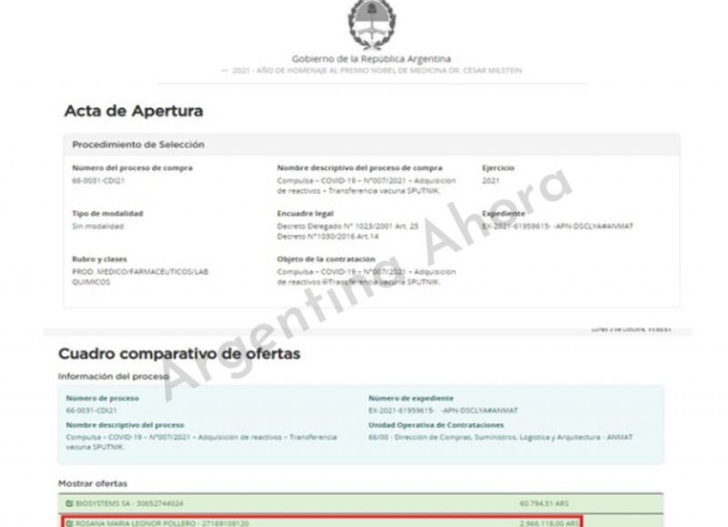 Una de las tantas licitaciones que se presentó María Pollero.