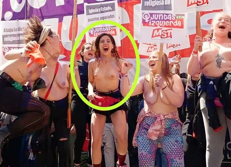 La nueva integrante del Gabinete de Alberto Fernández en medio de una manifestación feminista y totalmente desnuda.