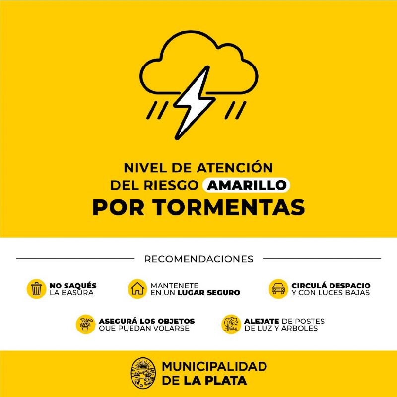 Frente a este pronóstico, se recomienda permanecer en un lugar seguro y no sacar los residuos para evitar obstrucciones.