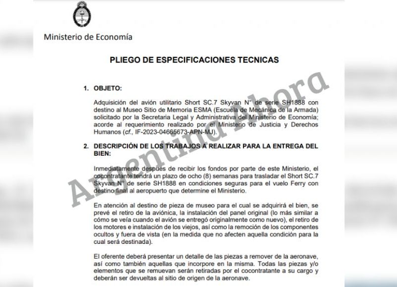 Las bases y condiciones de la compra multimillonaria del Ministerio de Economía.