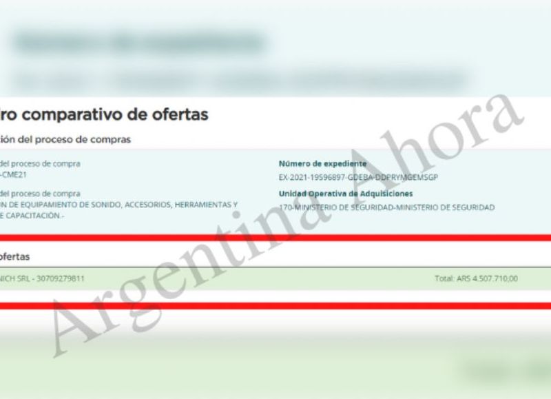 El único oferente hasta el momento es la empresa ORBANICH SRL - 30709279811, que presupuestó un total de $4.507.710,00