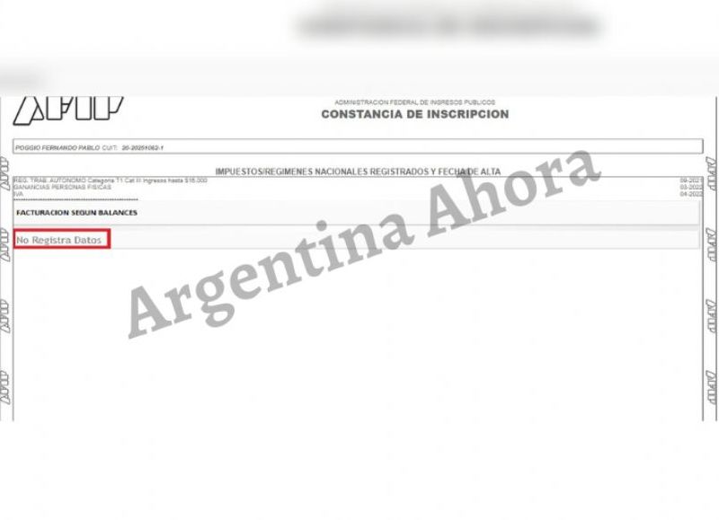 La situación de Poggio ante la AFIP.