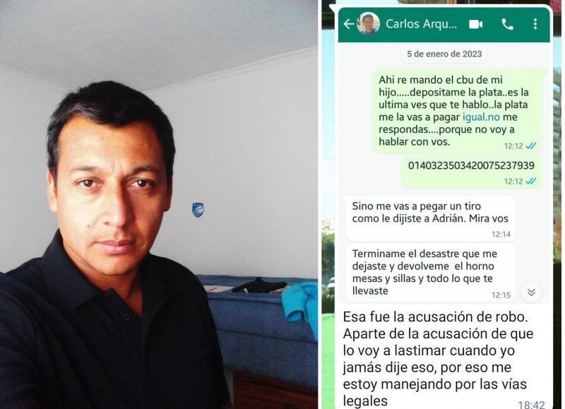 El director de Asuntos de la Comunidad en Mar del Plata, Carlos Aguer, y uno de sus polémicos chats amenazando a un simple trabajador.