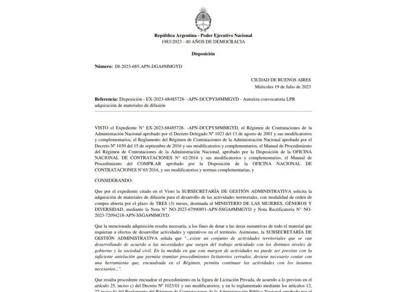 El expediente del ministerio.