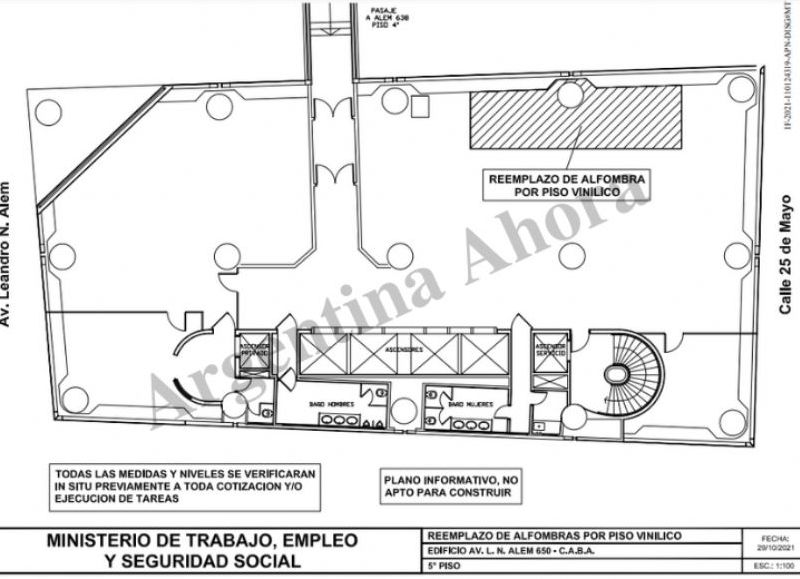 El plano dispuesto para el cambio de alfombra.