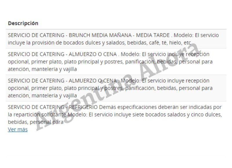 Las especificaciones técnicas del servicio de catering millonario de Larreta.