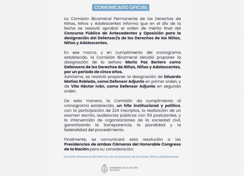 Comunicado oficial.