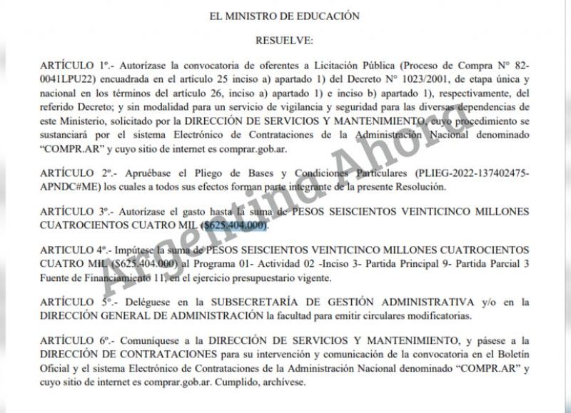 El presupuesto presentado por la cartera de Educación a nivel nacional.