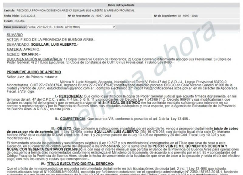 El problema con el fisco de Squillari.