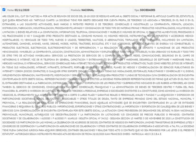 ARG Color es otra de las empresas que salió beneficiada por el Gobierno bonaerense.