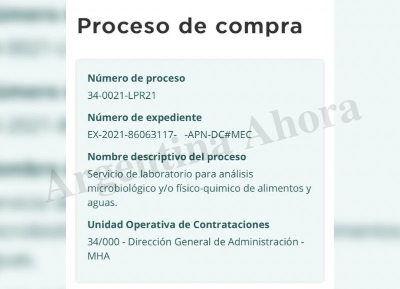 La licitación bajo el expediente EX-2021-86063117-APN-DC#MEC