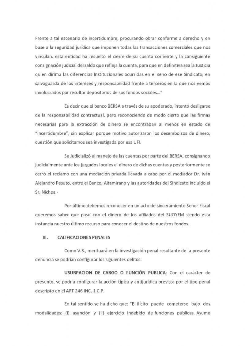 Relatan los hechos que ocurrieron en el 2020.