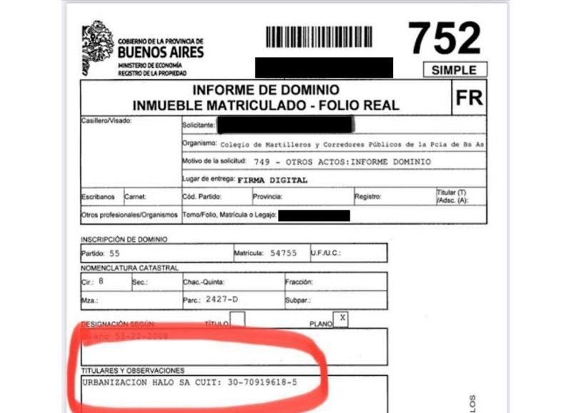 El informe de dominio.