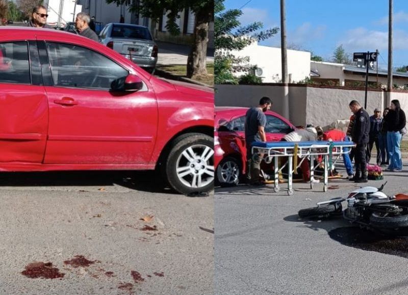 Un accidente de tránsito en la intersección de calle Carranza y Mitre, de la ciudad de Dolores.