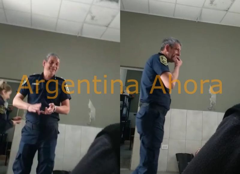 Imagen del vídeo, en dónde el policía bonaerense expone sus facetas machistas. (Foto: Argentina Ahora)