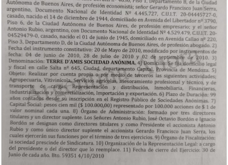 Gene padre, posee actualmente 37 hectáreas en los viñedos de Mendoza de los vinos TERRA D’AMIC, una sociedad de la que forma parte José Octavio Bordón consultor del mismo estudio y ex gobernador de Mendoza.