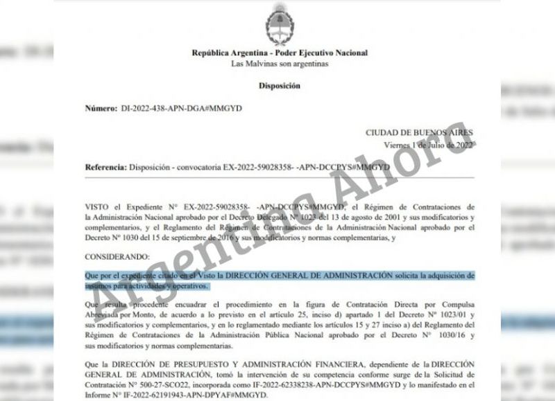 La compra innecesaria será destinada para las oficinas del organismo que dirige la ministra Elizabeth Gómez Alcorta.