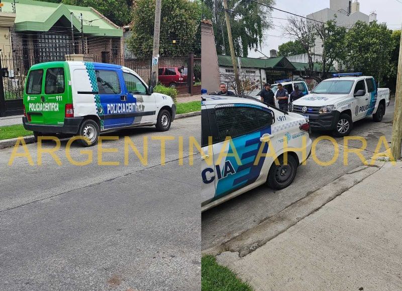 Los móviles de la Seguridad provincial en el lugar del hecho. (Foto: Argentina Ahora)