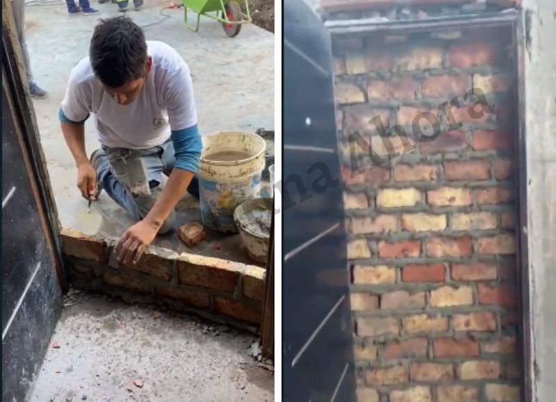 Así quedó la puerta de la vivienda que está ubicada en el viaducto.