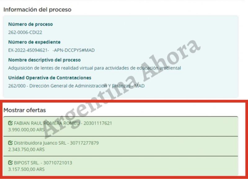 La firma que más ofertó fue Fabián Raúl Romera Romeu por más de 3 millones de pesos.