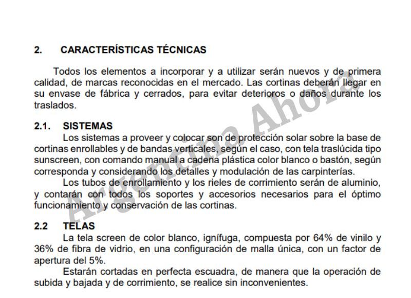 Las especificaciones técnicas de la licitación.