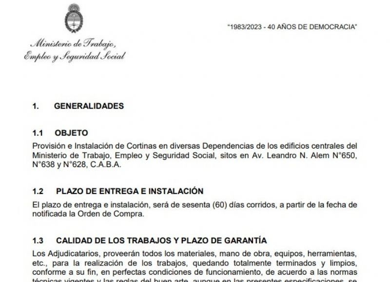 El pasado 18 de mayo, la ministra al frente de la cartera de Trabajo decidió llevar a cabo esta licitación bajo el número de expediente EX-2023-53627341.
