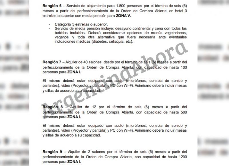 Algunas especificaciones técnicas del servicio solicitado.