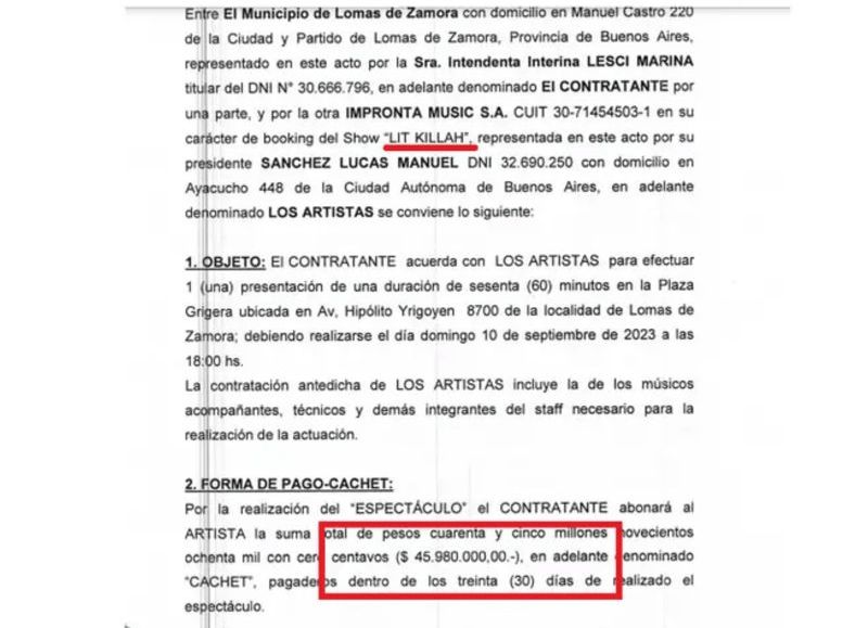 El Municipio comandado por el oficialismo destinó una cuantiosa suma en la contratación de varios cantantes urbanos como Lit Killah y Daniel Agostini para celebrar los 162 años del distrito.