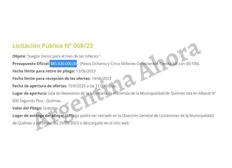 Se anunció en el sitio de compras del gobierno municipal que se gastarán la exorbitante suma de $85.830.000.