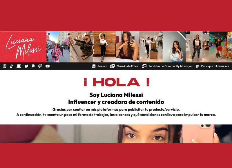 Todas las redes sociales para poder contactarla.