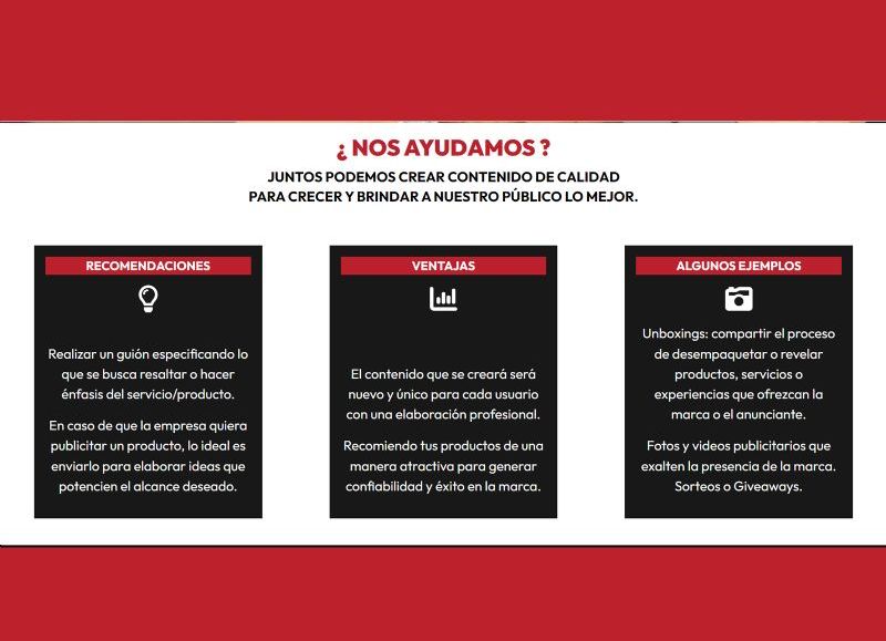 Servicios que ofrece la tiktoker chaqueña.