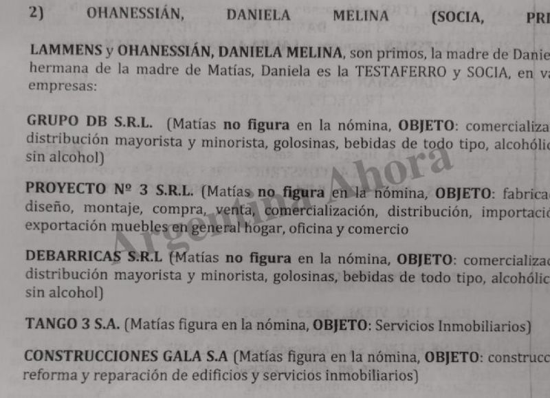 La sociedad que mantiene con su prima Sofia Nazelli Ohanessian.