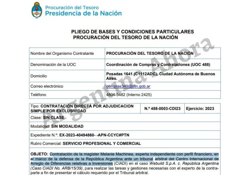 El pliego licitatorio donde detalla los objetivos de la contratación.