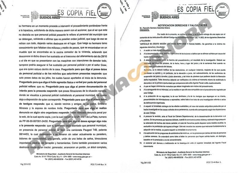 La acta de denuncia realizada. (Foto: Argentina Ahora)