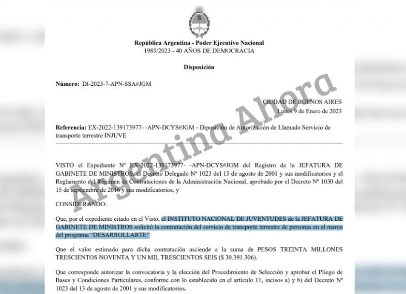 El pliego licitatorio dice que el presupuesto es de 30 millones, la mitad de lo que realmente pagaron.