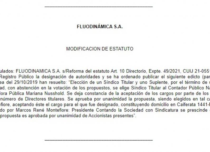 Fluodinámica S.A. (33-51738154-9). La empresa que depende del Ministerio de Defensa.