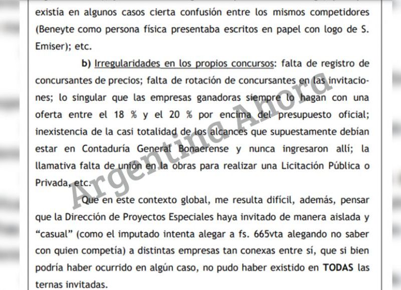 Parte del pedido de elevación a juicio contra el ex gobernador de la Provincia de Buenos Aires.