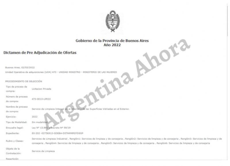 La adjudicación del servicio de limpieza integral en el interior y de las superficies vidriadas en el Exterior.