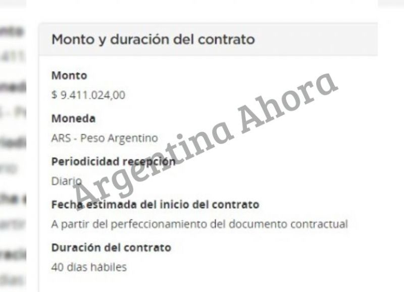 El Gobierno pagará $9.411.024, con la posibilidad de aumentar la contratación hasta un cien por ciento.