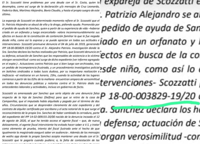 Expediente de Pilar sobre la "usurpación y estafa agravada" contra Andrea Sánchez que le terminó sacando la casa a Aldo César Scozzatti para llevarlo a la jurisdicción de La Matanza.